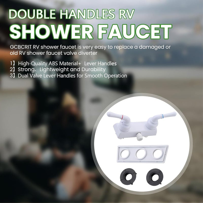 gcbcrit RV Shower Faucet, Camper Shower Faucet Diverter with Classical Handles, 4" RV Shower Valve Diverter for Camper Van, Outside and Inside Bathroom Shower (White) - Image 3